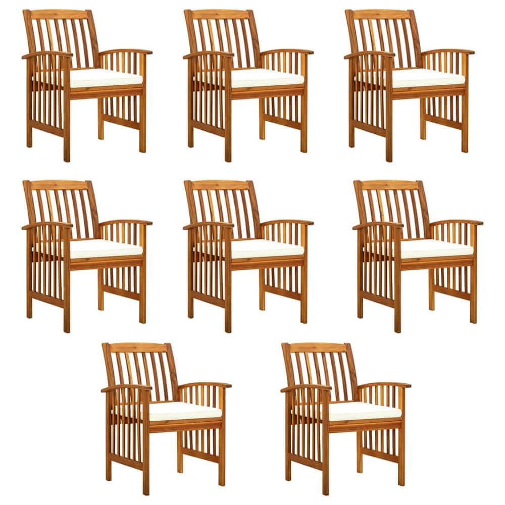 Vidaxl Záhradné jedálenské stoličky 8 ks so sedákmi akáciový masív